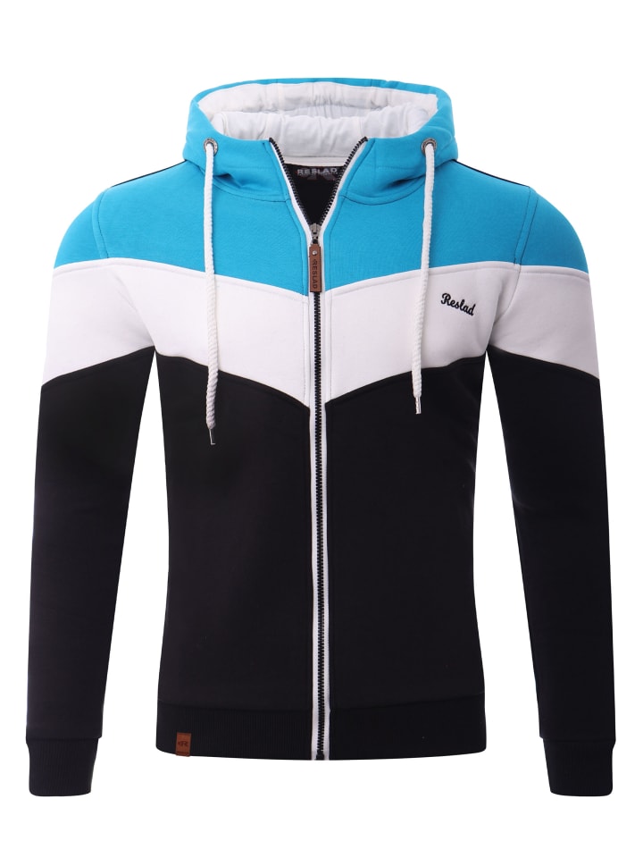 Sweatjacke Zipper 3-Colors in türkis-schwarz