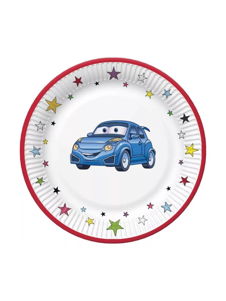Wagen Cartoon Kunststoffteller 8 Stk 22,7 cm
