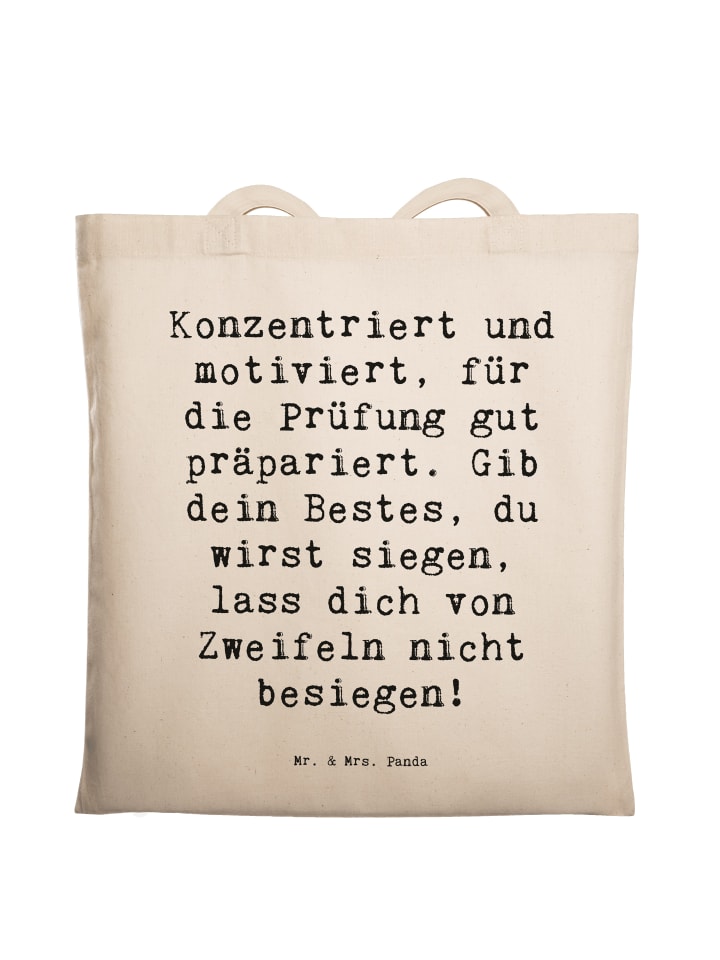 Shopper Spruch Prüfungen bestehen mit Spruch in Creme