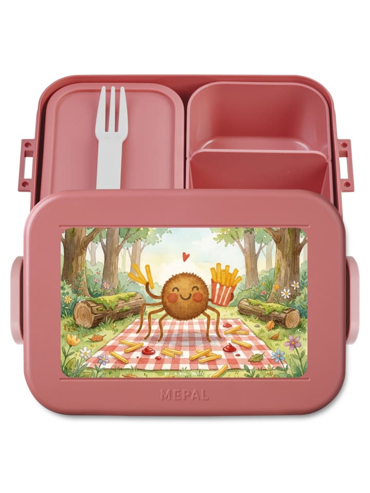 Vesperbox Spinne Agathe Pommes Design ohne Spruch in Rot Pastell