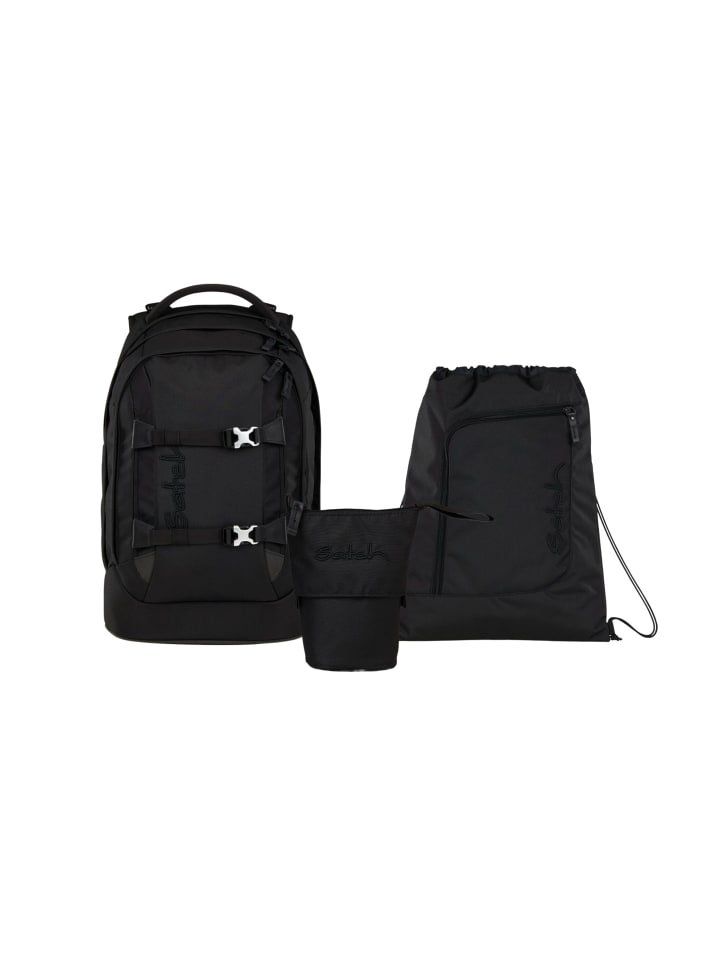 Schulrucksack-Set PACK "Nordic Black" 3-teilig in Schwarz