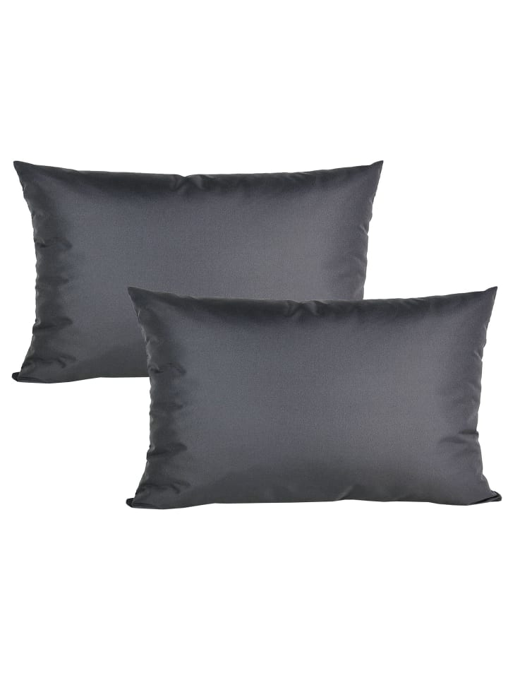 2er Set Outdoor Kissenhülle 30x50cm Uni in Anthrazit