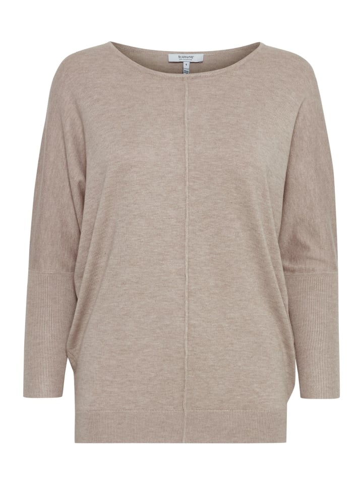 Feinstrick Pullover Langarm Stretch Shirt BYPIMBA in Beige