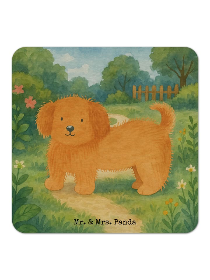 Bierdeckel Hund Flauschig Design ohne Spruch in Weiß