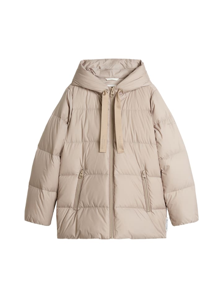 Puffer-Daunenjacke mit Kapuze regular in Earthy Taupe