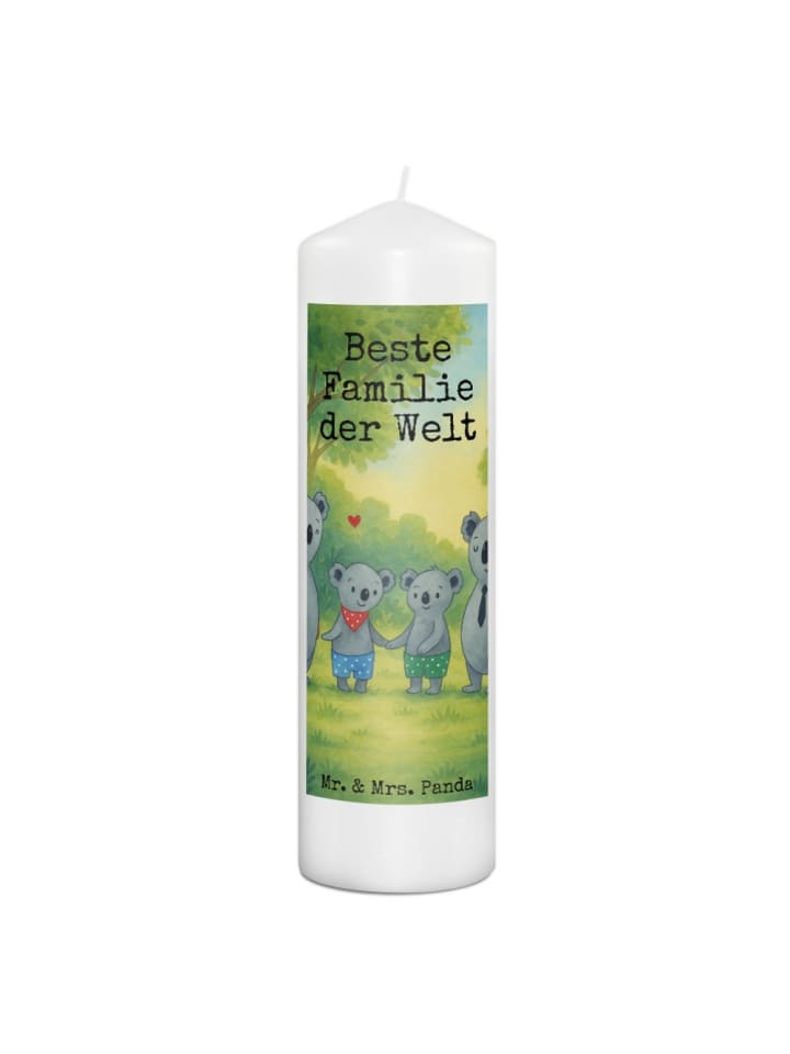 Kerze Koala Familie zwei Design mit Spruch in Weiß