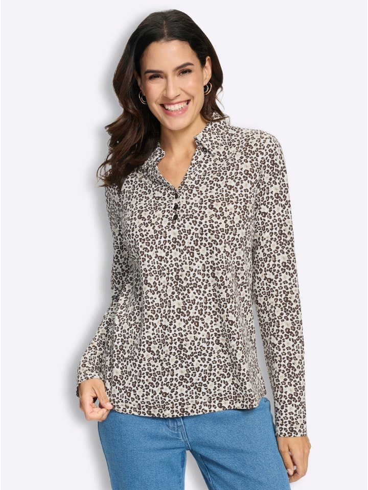 Print-Shirt in schoko-sand-bedruckt