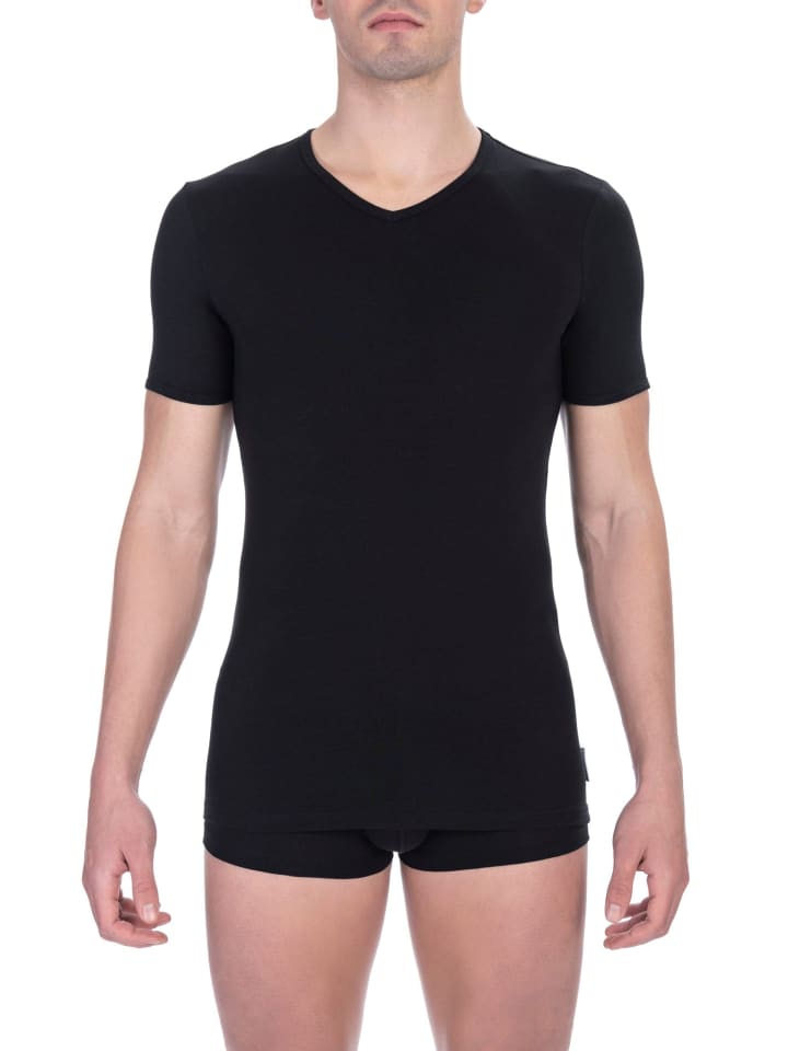Schwarz Baumwolle Herren T-Shirt