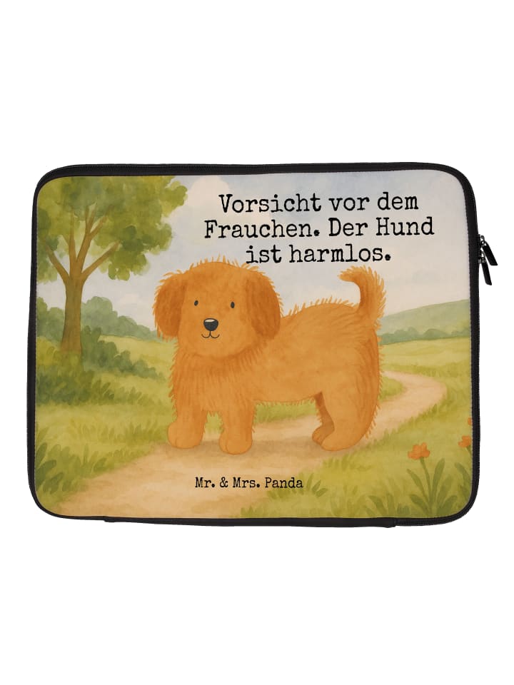 Laptop Tasche Hund Flauschig Design mit Spruch in Weiß