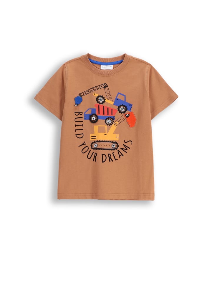 Baumwoll-T-Shirt mit kurzen Ärmeln in braun