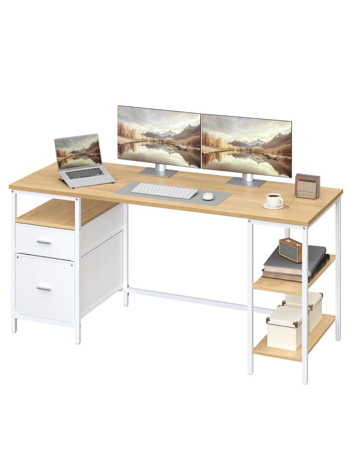 Computertisch Barnet in Eichenfarben-Weiß - (B)160 x (H)76 x (T)60 cm