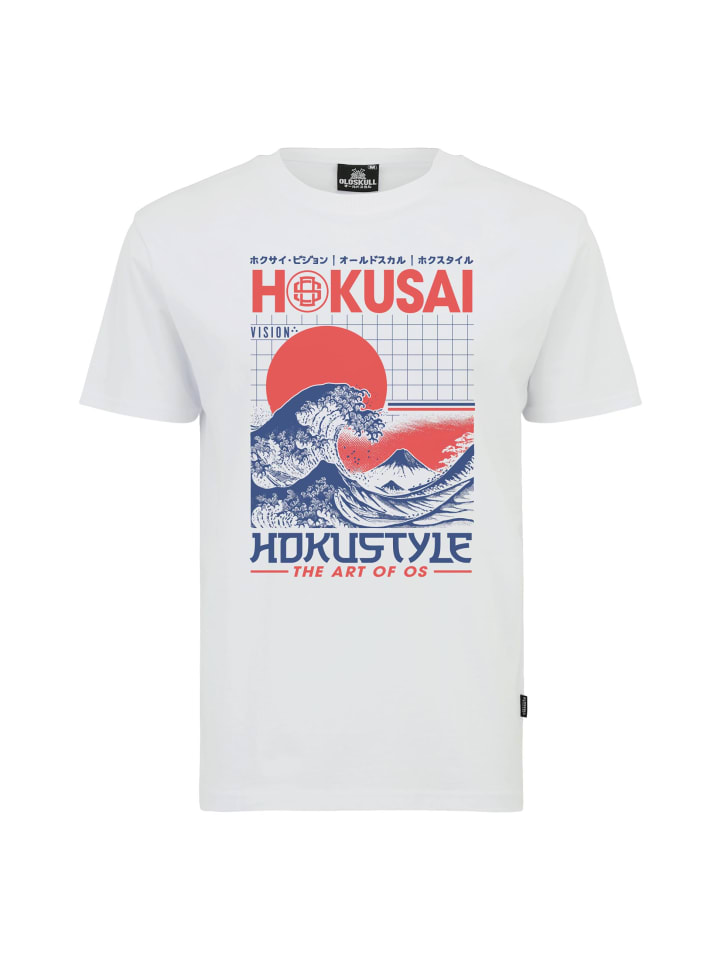 T-Shirt Asian Big Wave Fuji Graphic in White