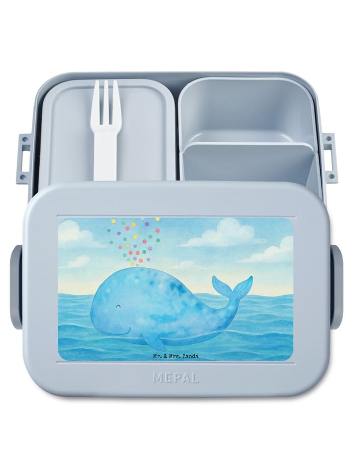 Bentobox Wal Konfetti Design ohne Spruch in Blau Pastell