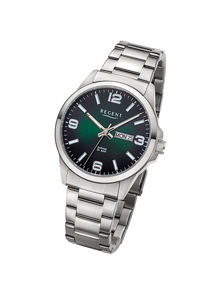 Analog-Armbanduhr Regent Metallarmband silber mittel (ca. 39mm)