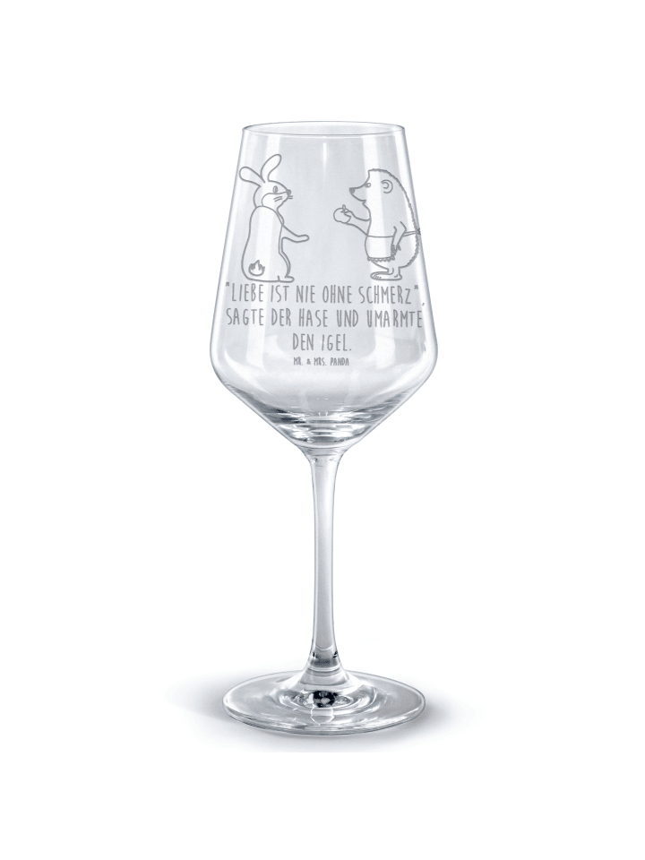 Weinglas Hase Igel mit Spruch in Transparent