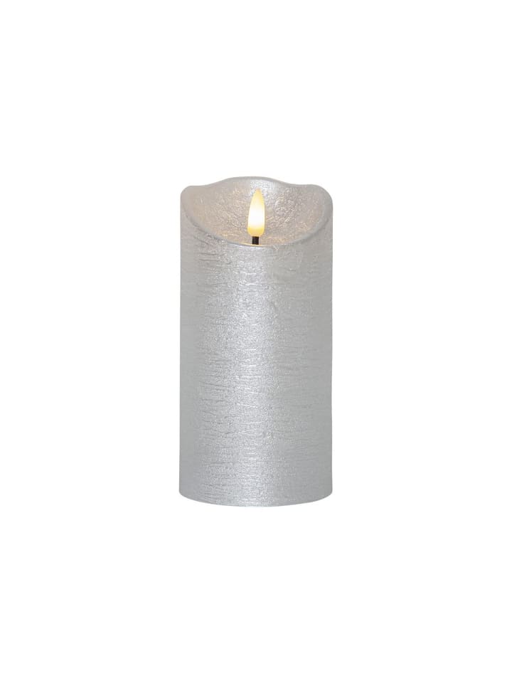 LED Echtwachskerze ,Flamme Rustic' , Batterien, Timer, warmweiß flacke