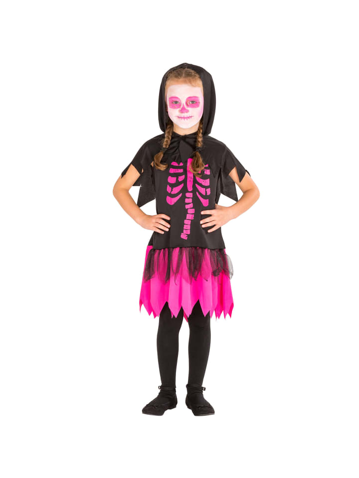 Knochenkleid/Knochenfrau, in schwarz, Gr. 128 (8-10 Jahre), Kleidchen