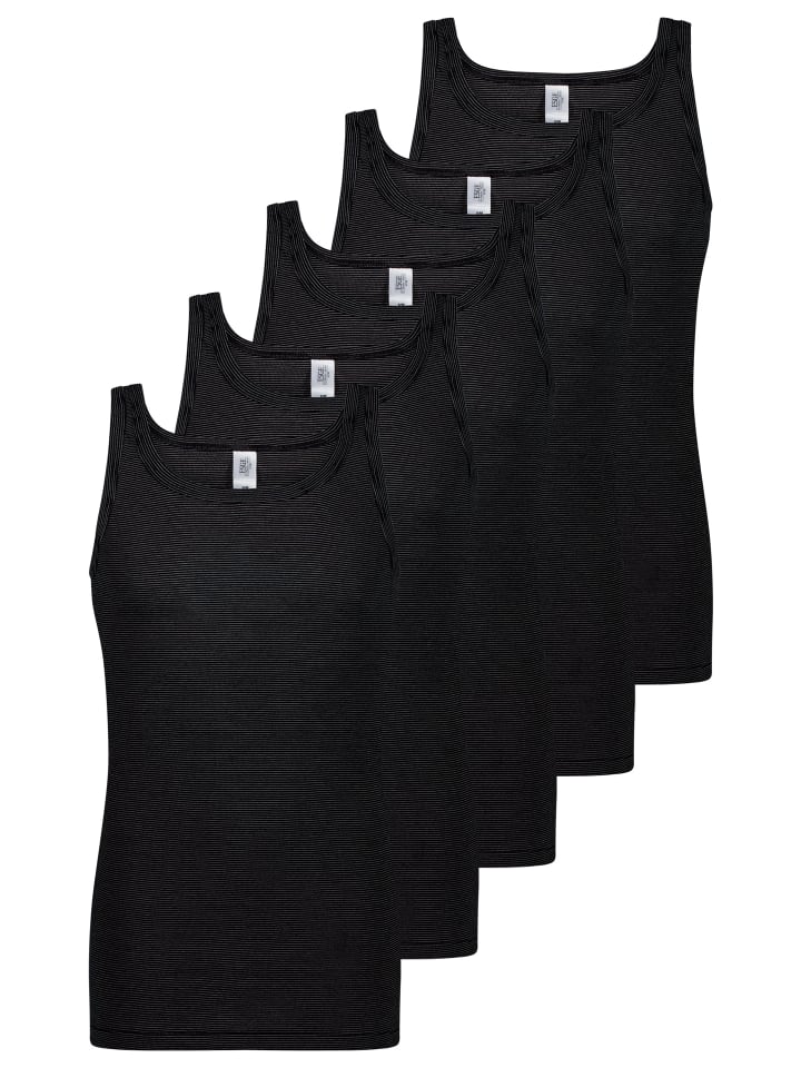 Unterhemd / Tanktop Feinripp Ringel in Schwarz