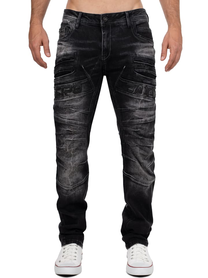 Herren Regular Fit Jeans Stonewashed in Black