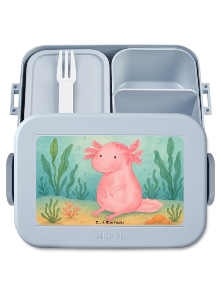 Lunch Box Axolotl Niedlich Design ohne Spruch in Blau Pastell