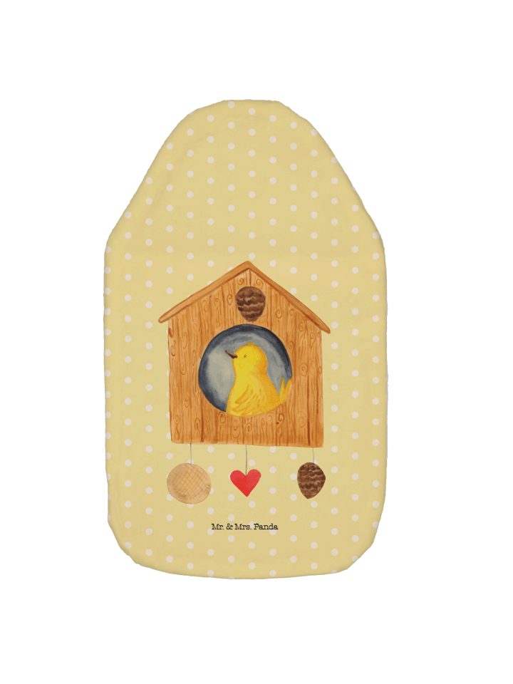 Wärmflasche Vogelhaus Home ohne Spruch in Gelb Pastell