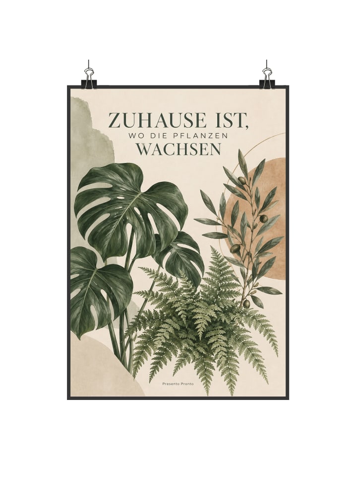 Poster Pflanze elegant Design mit Spruch in Weiß