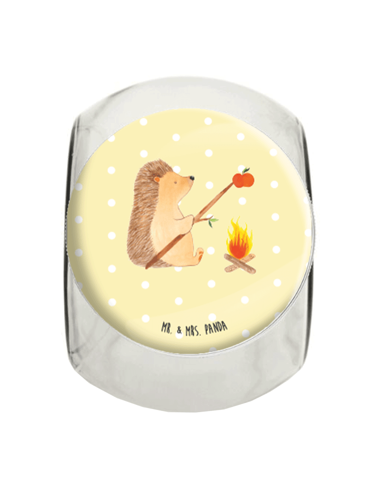 Bonbonglas Igel Grillen ohne Spruch in Gelb Pastell