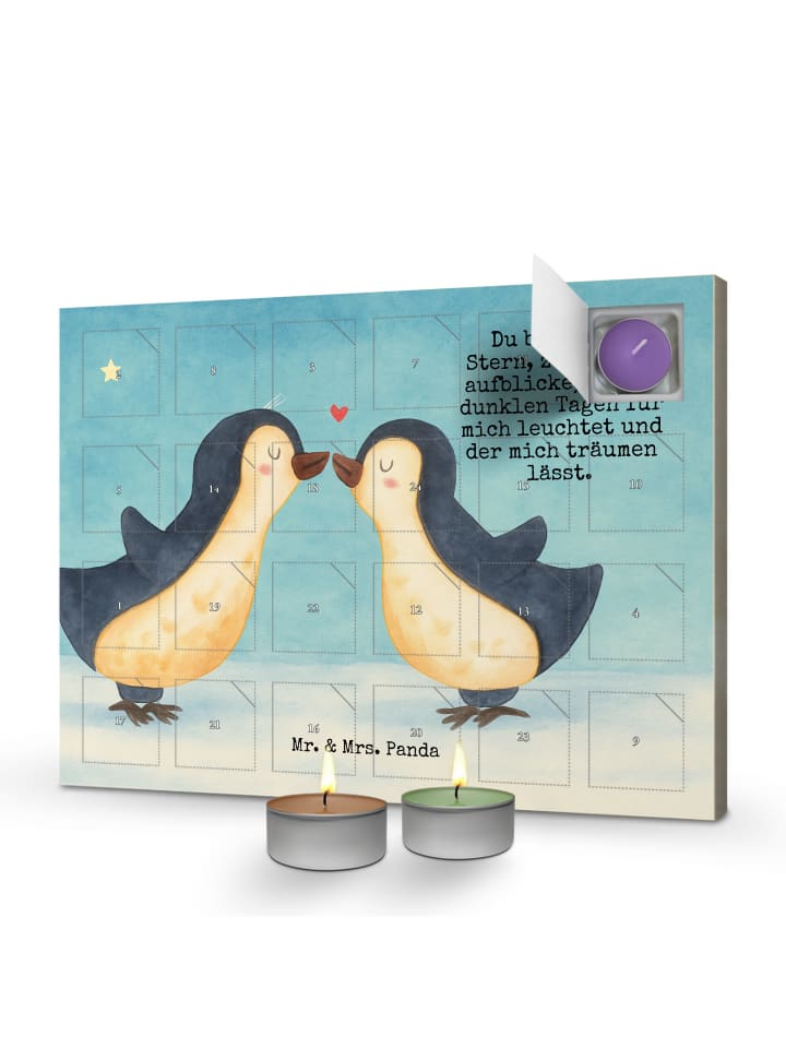 Adventskalender Pinguin Liebe Design mit Spruch in Weiß