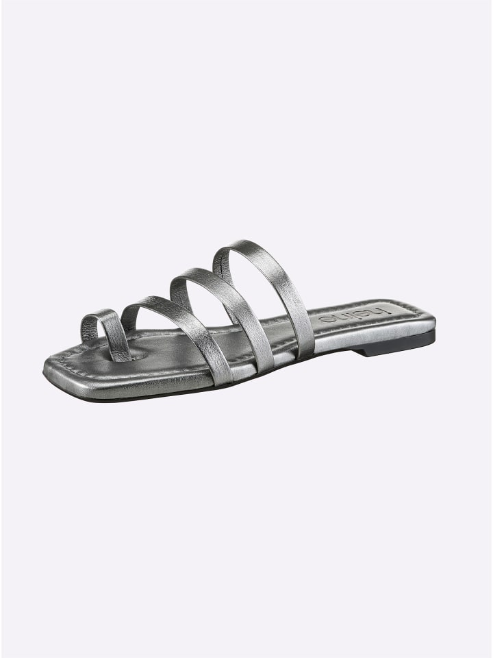 Pantolette in anthrazit-metallic
