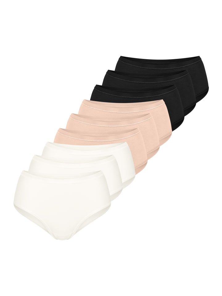 Midi Slip GO Daily Cotton in Schwarz / beige / weiß