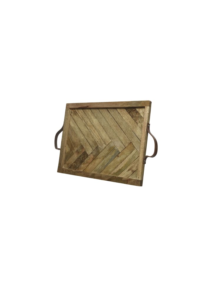 Tablett mit Griffen aus Mangoholz in braun - L: 54cm