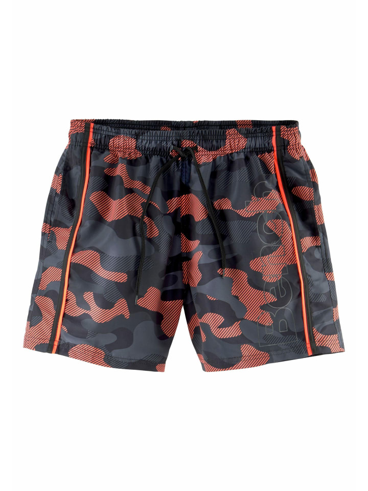 Badeshorts in schwarz-orange
