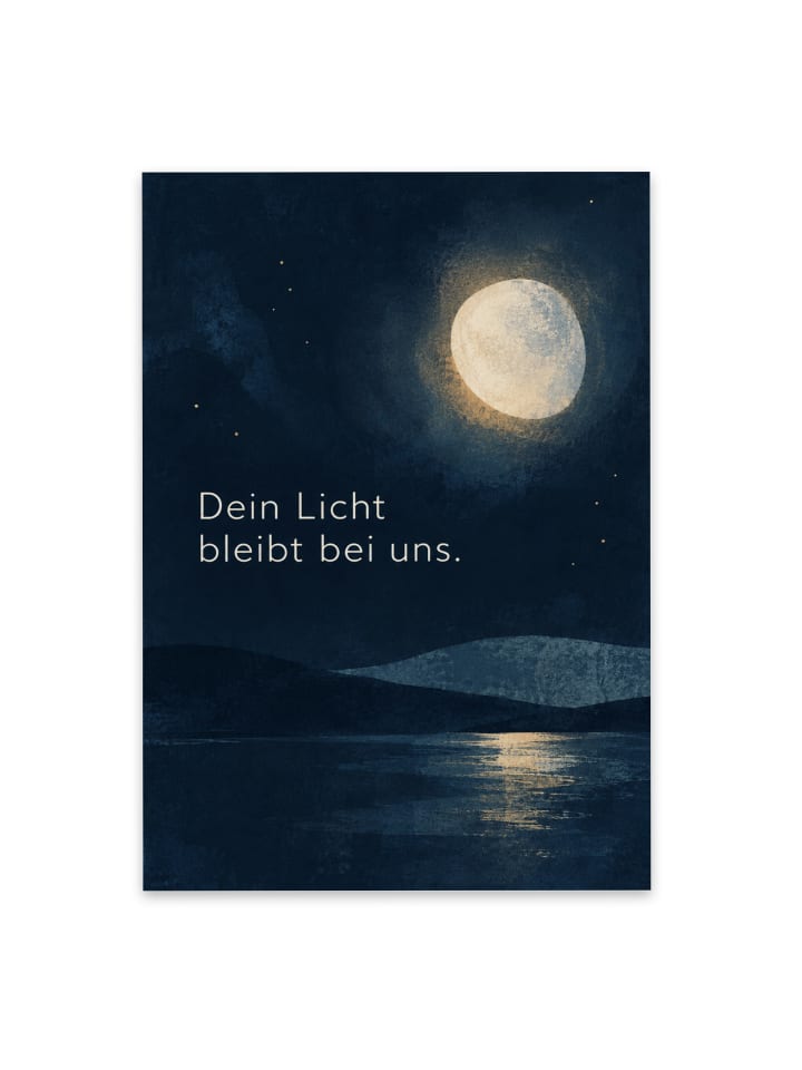 Trauerkärtchen Licht still Design mit Spruch in Weiß