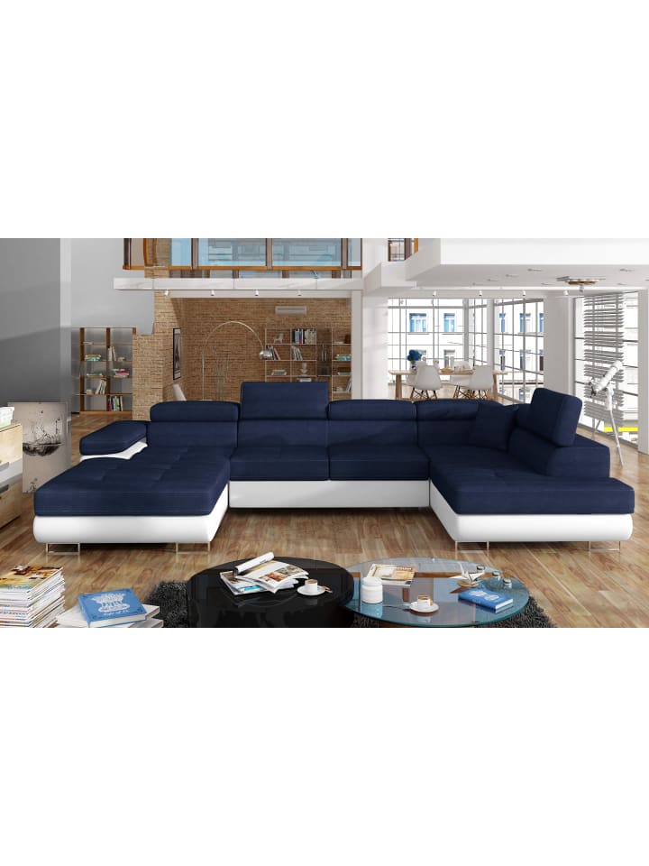 Rodri Recamiere Rechts in Navyblau - (L) 202 x (B) 345 x (H) 90 cm