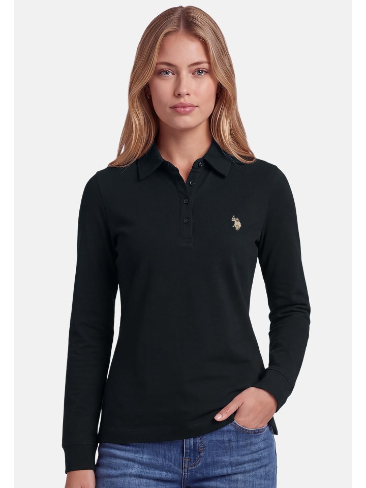 U.S. POLO ASSN. Damen Poloshirt Longsleeve P-076 in Schwarz
