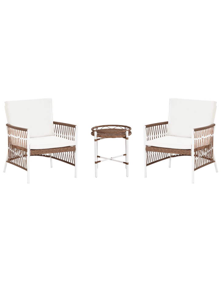 3-tlg Bistro Set LEVICO in Weiß/Braun