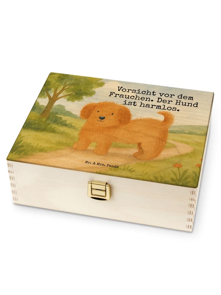Teebox Hund Flauschig Design mit Spruch in Weiß