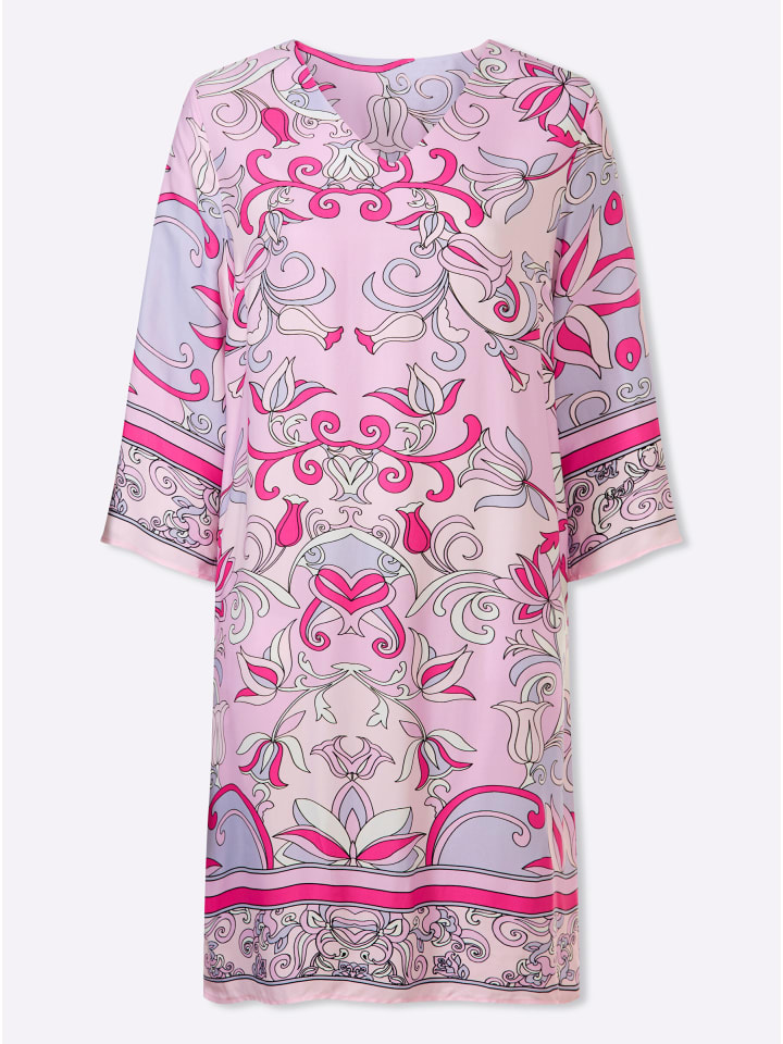 Druck-Kleid in rosé-hellrosé-bedruckt