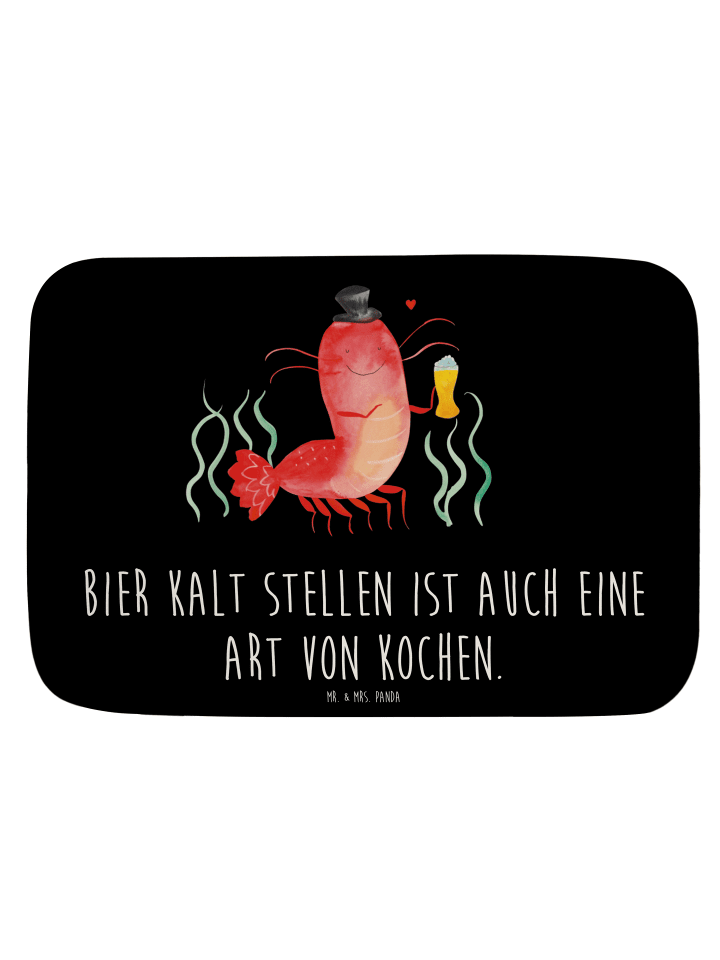Badematte Hummer Weizen mit Spruch in Schwarz