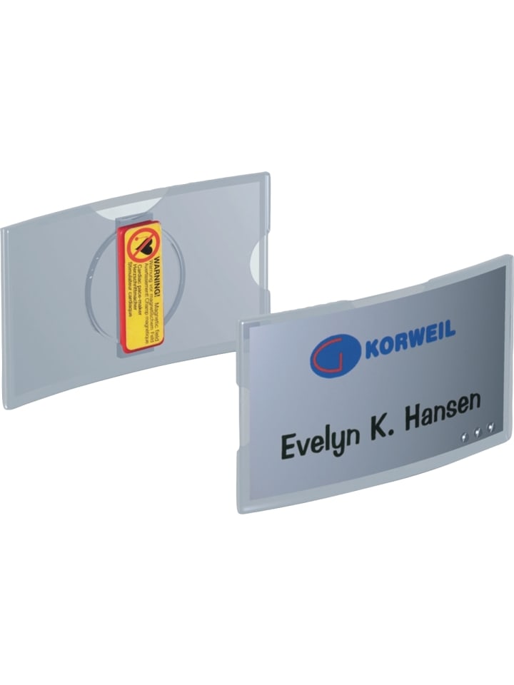 Namensschild 40x75mm Acryl mit Magnet konvex Packung mit 25 Stück