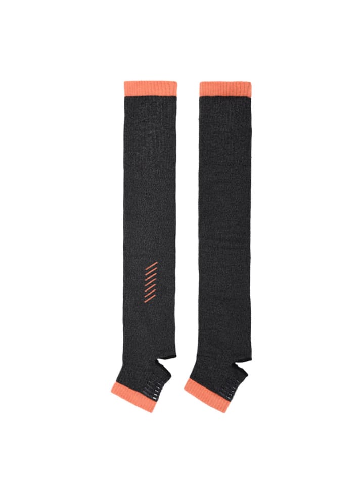 Yoga-/Pilates-Stulpen mit offener Ferse – Anti-Rutsch in Orange/Grau