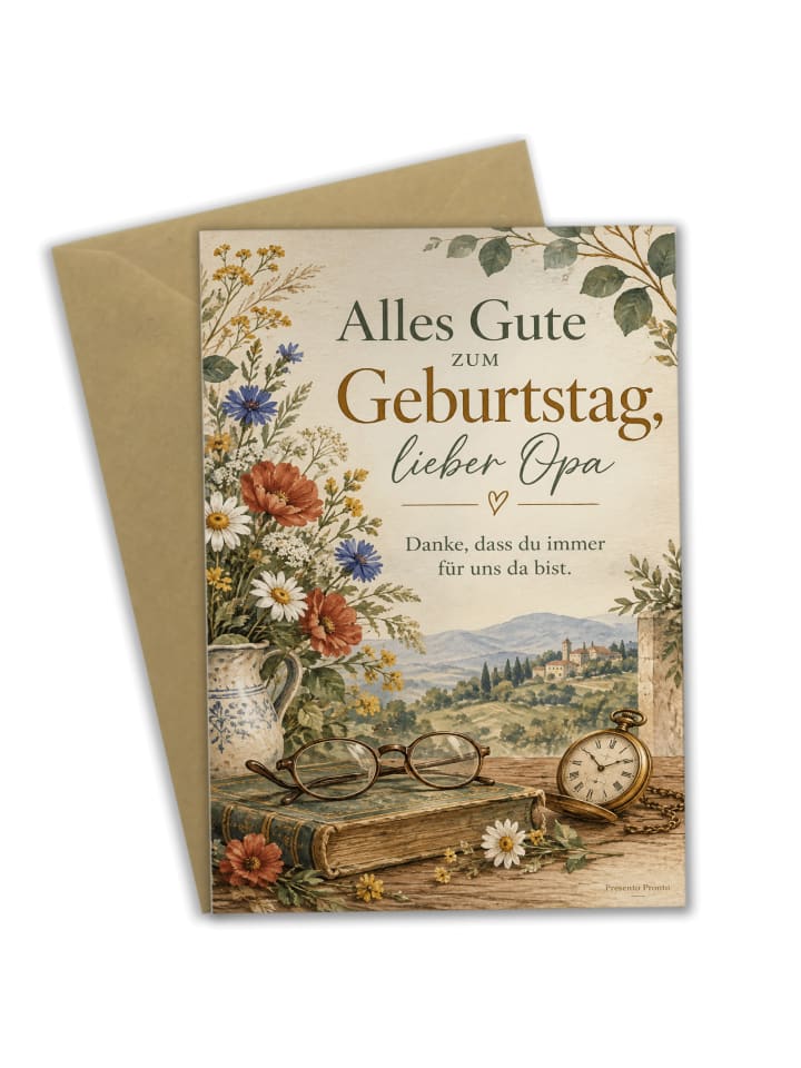 Geburtstagskarte Großvater warm Design mit Spruch in Weiß