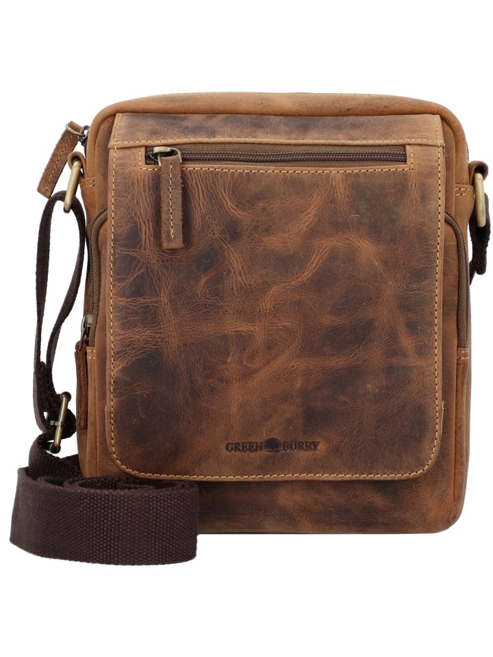 Vintage Umhängetasche Leder 20 cm brown