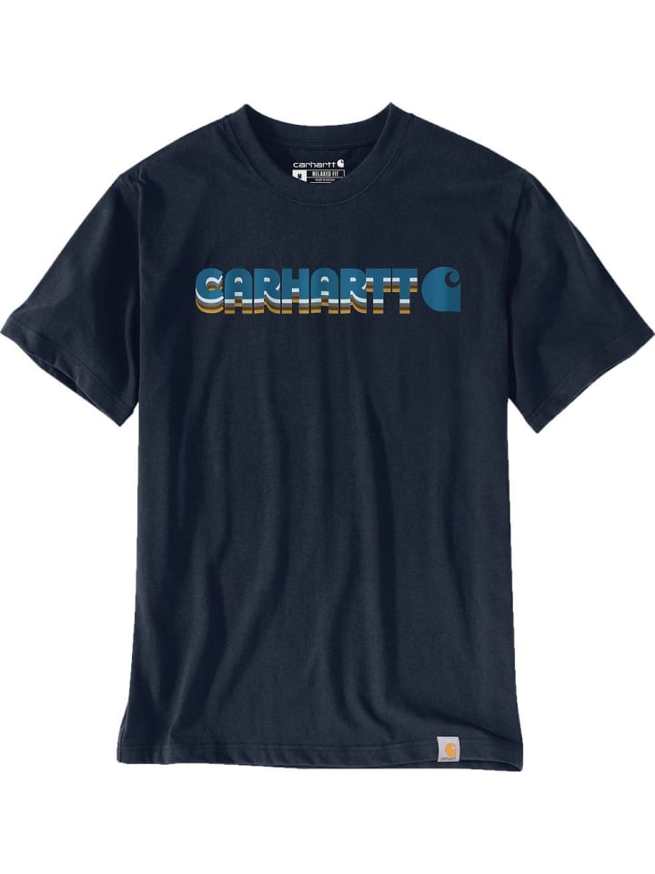T-Shirt "Irvine Relaxed Layered Logo T-Shirt" in Blau