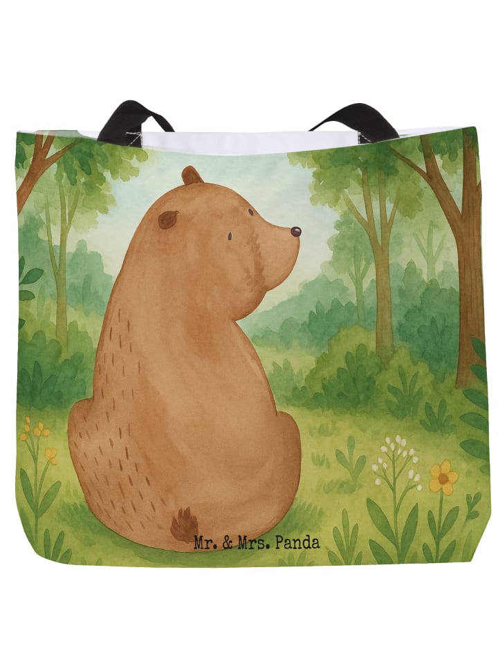 Tote Bag Bär Schulterblick Design ohne Spruch in Weiß