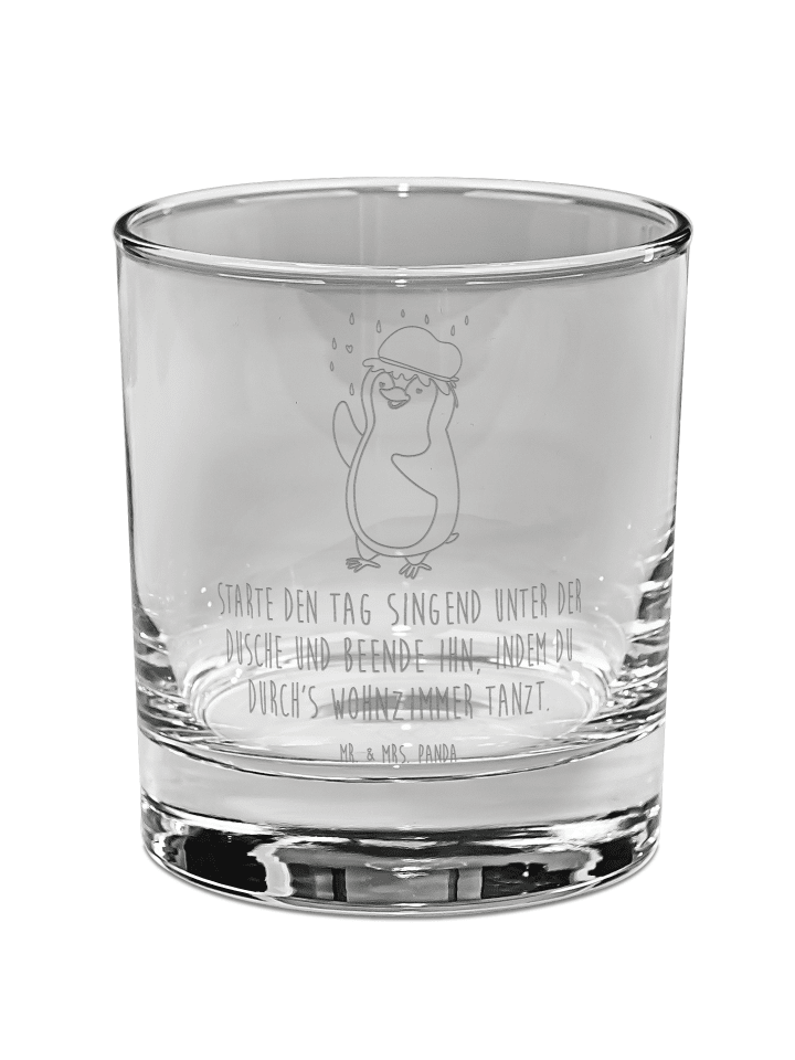 Tumbler Pinguin Duschen mit Spruch in Transparent