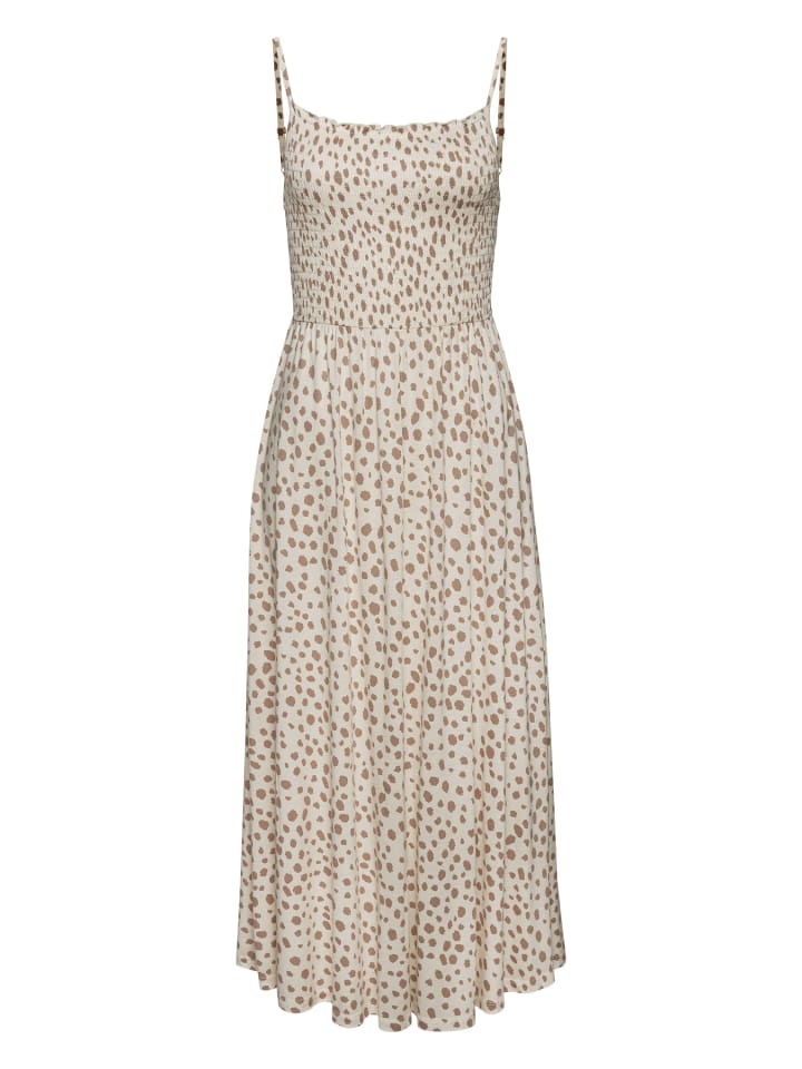 Midikleid in creme-taupe bedruckt