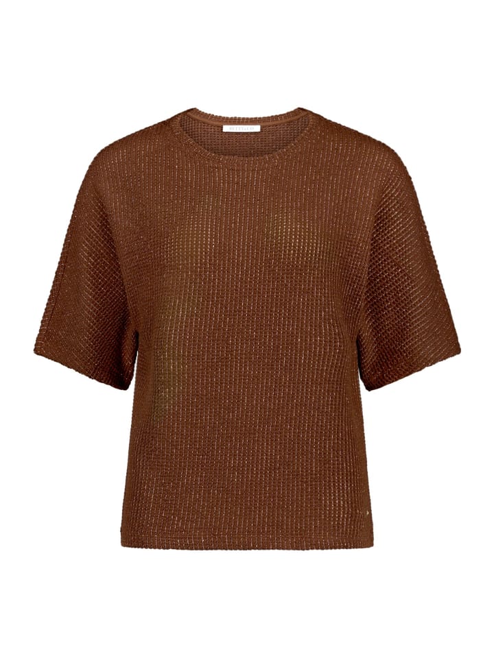 Casual-Shirt mit Lurexfaden in Braun