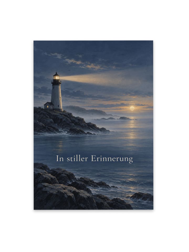 Kondolenzkarte Leuchtturm tröstlich Design mit ... in Weiß