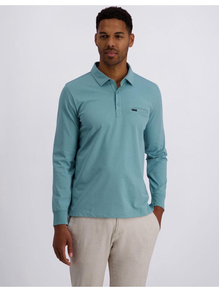 Langarm-Poloshirts in Mineral Blue
